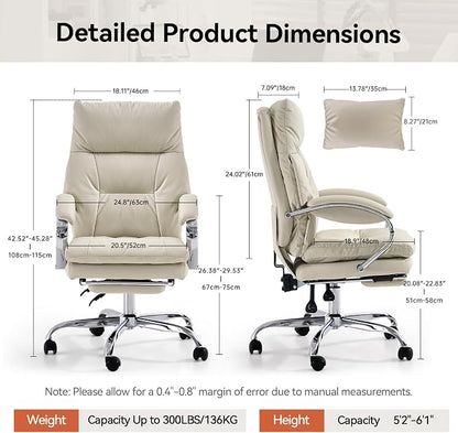 LEAGOO Office Chair with Foot Rest, Ergonomic Executive Office Chair with Arms - Image 3