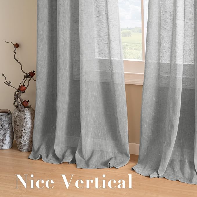 H.VERSAILTEX Linen Curtains Flax Linen Blended Curtain Panels - Image 7