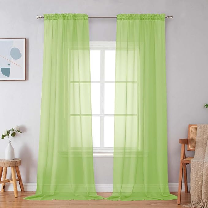 Simplebrand Rod Pocket Top Solid Voile Sheer Curtains - Image 5