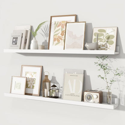 Fun Memories Picture Ledge Shelves Set of 2, 36 Inch Rustic Wall Mounted by FunMemories
