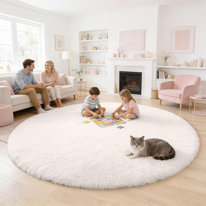 OLANLY Ivory Round Rugs for Bedroom - Image 6