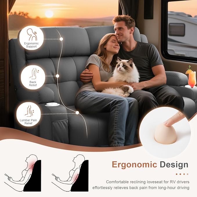 RV Loveseat Recliner Sofa, Wall Hugger Recliners - Image 6