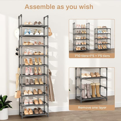 VTRIN 10 Tiers Tall Shoe Rack Holds 20-25 Pairs of Shoes Sturdy Vertical Shoe - Image 5