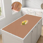 47.2''x23.6''(120cmx60cm) Large Silicone Mat for Kitchen Counter, Non-Slip Heat Resistant Countertop Protector, Waterproof Silicone Craft Mat for Kitchen Island, Translucent Brown