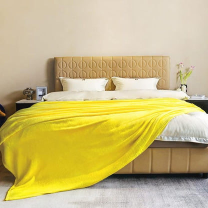 Yellow Fleece Plush Throw Blanket 90"x90"for Couch Sofa Fuzzy Cozy Flannel | by JIAHANNHA
