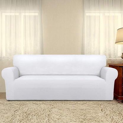PureFit Stretch Oversized Couch Covers Fleece Sofa Slipcovers White | 1-Piece - Image 2