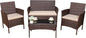 Devoko 4 Pieces Outdoor Patio Furniture Set, PE Rattan Wicker Chairs Balcony by DEVOKO