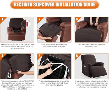 VANSOFY Oversized Recliner Chair Cover, 4-Pieces Stretch Recliner Covers - Image 3