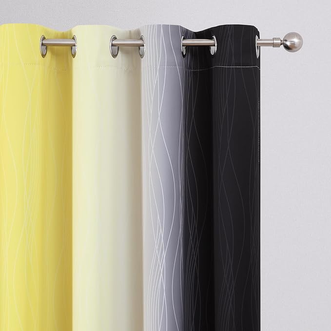 Black and Yellow Ombre Blackout Curtains 108 Inches Long | Room Darkening - Image 4