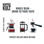 Koffee Kult Thunder Bolt Dark French Roast Whole Bean Coffee - Small Batch 100% Arabica Gourmet Blend, Bold and Well Balanced 32oz Resealable Package