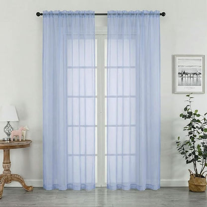 Sheer Curtains 84 inches Long 2 Panels Set by OWENIE