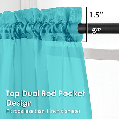 Turquoise Sheer Curtains 54 Inches Long 2 Panels - Image 3