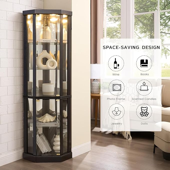 Anwick Corner Display Curio Cabinets - Image 6