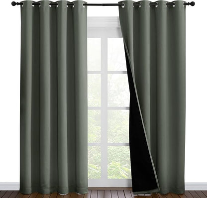 NICETOWN 100% Blackout Curtains 86 inches Long, Pair of Energy Smart & Noise by NICETOWN