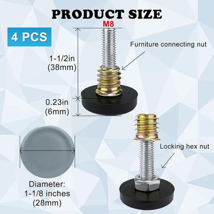 WAFJAMF M8 Thread Leveling Feet PTFE Bottom, Adjustable Furniture Feet Threaded - Image 3