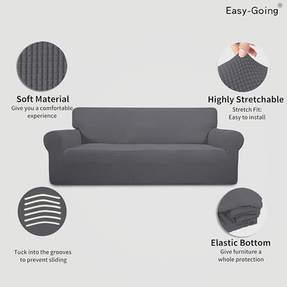 Easy-Going Stretch 4 Seater Oversized Sofa Couch Cover Gray | 1-Piece Extra - Image 3