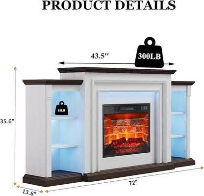 72" LED Lights Electric Fireplace - Image 2