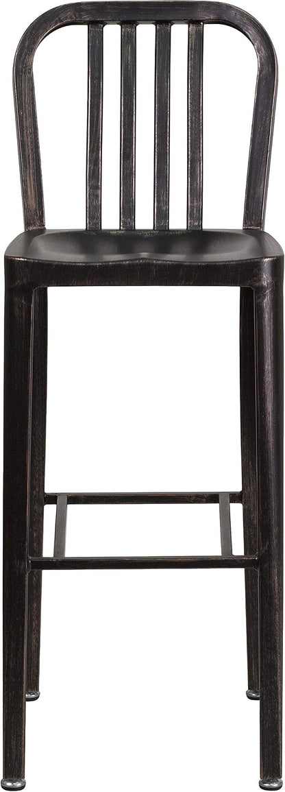 Flash Furniture Gael Commercial Grade 2 Pack 30" High Black-Antique Gold Metal - Image 8