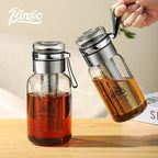 Glass Cold Brew Coffee Maker with Extended Fine Mesh Filter, Tea Infuser Bottle Iced Coffee Maker with Thick Borosilicate Glass (750ml/24oz)