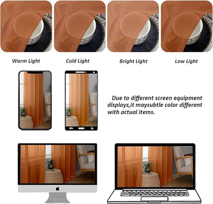 Chyhomenyc Orange Sheer Curtains 78 Inches Long 2 Panels Set - Image 9