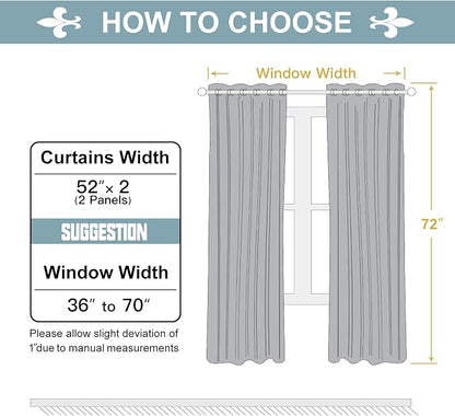 ChrisDowa Blackout Curtains for Bedroom and Living Room 72 Inches Long | 2 - Image 5