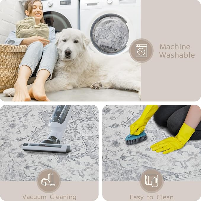 Washable Rugs 5x7 Area Rugs for Living Room, Dining Room, Playroom | Ultra Soft - Image 4