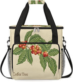 Coffee Tree Coffee Maker Carring Bag Coffee Leaf Bean Travel Carrying Storage Tote Bag Compatible with Keurig K-Mini or K-Mini Plus Portable Single Serve Coffee Brewer Case with Pockets for K-cup Pods