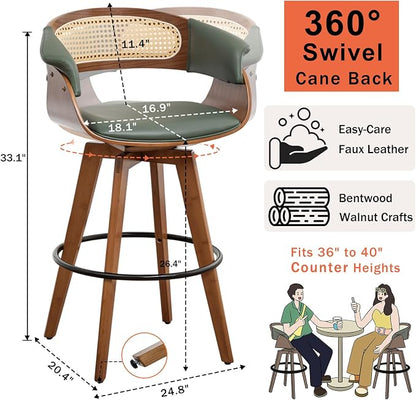 Set of 2 Rattan Swivel Counter Stools - Image 2