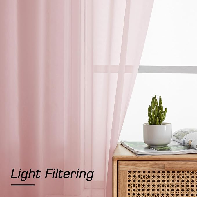 Simplebrand Blush Sheer Curtains 72 Inches Long 2 Panels - Image 3