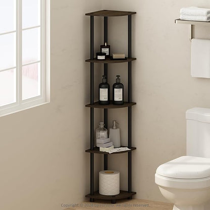 Furinno Turn-N-Tube Storage Shelves, 5-Tier Book Shelf, Corner Shelf, Toolless by Furinno-FitsYourSpaceFitsYourBudget