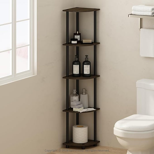 Furinno Turn-N-Tube Storage Shelves, 5-Tier Book Shelf, Corner Shelf, Toolless by Furinno-FitsYourSpaceFitsYourBudget
