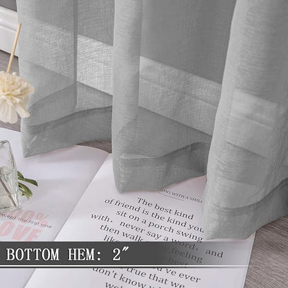 Tollpiz Short Sheer Tier Curtains Linen Textured Half Kitchen Curtain Sheers - Image 4