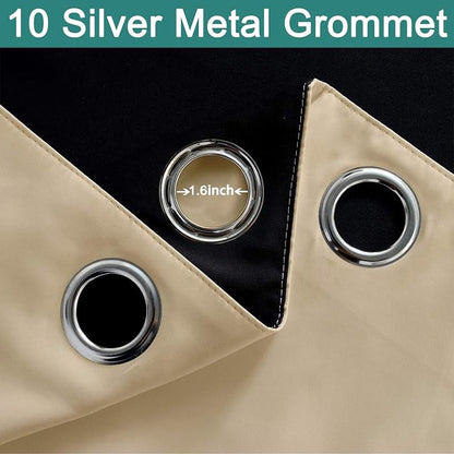 Yakamok Beige 100% Blackout Curtains 96 Inches Long - Image 6