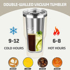 30 oz Tumbler with Lids and Straws, Stainless Steel Insulated Coffee Tumbler, Double Wall Vacuum Insulated Travel Mug Cup, Leakproof Thermal Coffee Cup for Hot and Cold Drinks (Cream)