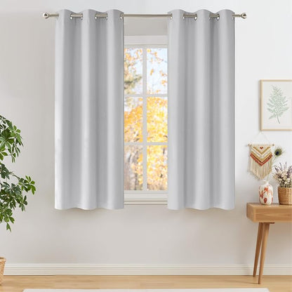 NICETOWN Short Faux Linen Greyish White Blackout Curtains 63 inches Long by NICETOWN