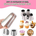 Extra large piping tips set, stainless steel round piping tips,star square wide piping tip jumbo piping tips, Cake DecoratingTips for Cupcakes Pastry Fondant Cakes Decorating （F02 9FT F06 R22L)