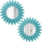 Honiway Beach Wall Decor Mirror 2 Pack 12 inch Wood Coastal Wall Decor Sunburst by Honiway