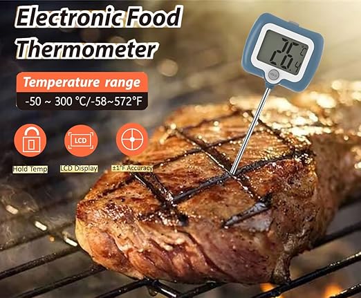 Candy Thermometer for Candy Making with Rotatable Large Display 10'' Long Probe,Digital Instant Read Candy Thermometer with Pot Clip,Candle Smoker, Oil Cooking (Blue)