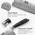 7 Inch Nakiri Knife, Japanese High Carbon Powder Steel Vegetable Cleaver Knife for Chopping, Razor Sharp Multipurpose Asian Chef Knife with Ergonomic Handle