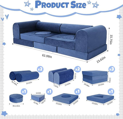 Modular Kids Play Sofa Multifunctional Kids Sofa Convertible Foam Floor Mat - Image 2