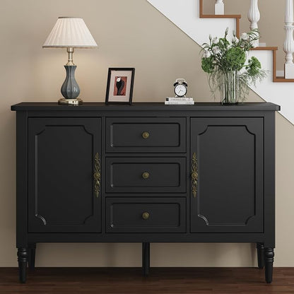 FansaFurn Black Storage Cabinet, Mid-Century Buffet Cabinet - Image 5