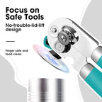 Beneno Can Opener Manual with Magnet, Hand Held Heavy Duty Can Opener with Durable Sharp Blade Smooth Edge, Big Effort-Saving Knob, Soft Grip Rubber Handle, Multifunctional Bottle Opener, Turquoise