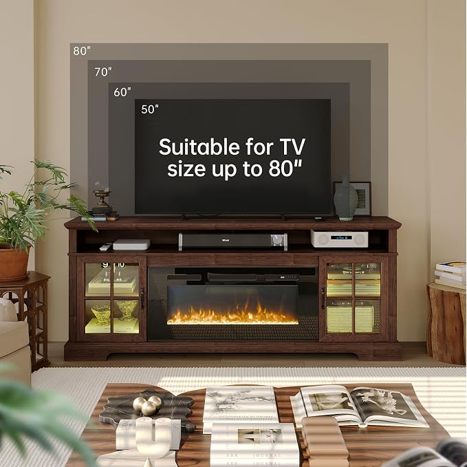 70" Fireplace TV Stand, Farmhouse Entertainment Center - Image 6