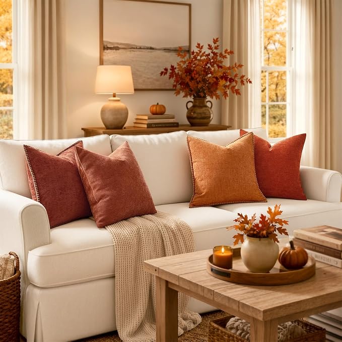 MIULEE Fall Decorative Couch Throw Pillow Covers 18x18 Inch Burnt Orange | 2 - Image 6