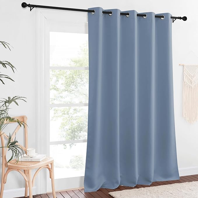NICETOWN Blackout Stone Blue Curtain 102 inches Length, Grommet Thermal - Image 2