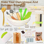 Sourdough Starter Kit,9 Inch Round & 10 Inch Oval Banneton Bread Proofing Basket with Dough Whisk Bread Lame Dough Scraper Bowl Scraper Silicone Brush Sourdough Bread Baking Supplies