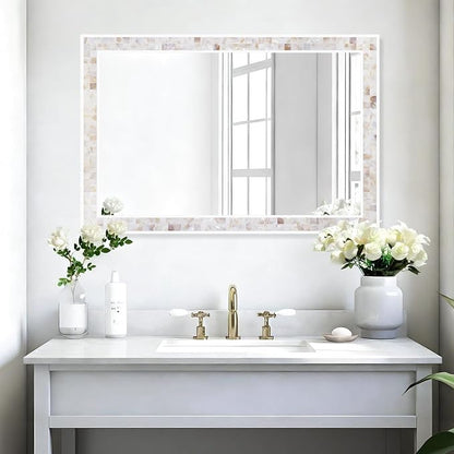 Tanmicoshomy Brown Shell Framed Rectangular Wall Mirrors - Image 2