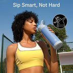 Insulated Water Bottle with Straw - Encool Stainless Steel Water Bottle, Reusable Leakproof and BPA-Free for Sports, Travel, Cold for 24 Hours, 24 oz, Ocean