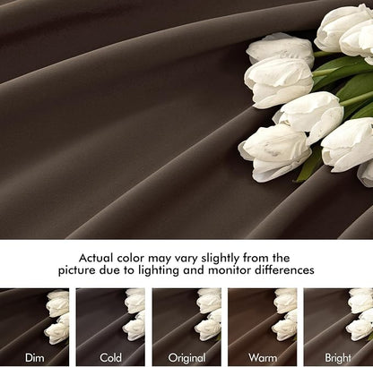 MIULEE Chocolate Brown Back Tab Blackout Curtains 52"x84" Long 2 Panels Set | - Image 8