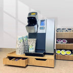Mobilevision Bamboo Drawer & Large Sliding Tray for K-Cup & Espresso Pod Storage Organize Coffee Maker & countertop appliances for Kitchen & Office Break Rooms